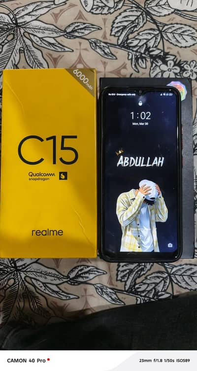 Realme c15 with box 4gb 64gb official PTA approved