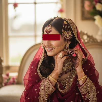 Bridal Jewellery Set for Barat/Walima – Gold & Red Elegant Set