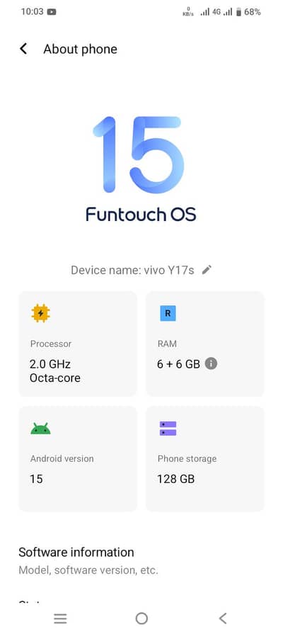 Vivo Y17s 6+6/128 10/10 Condition