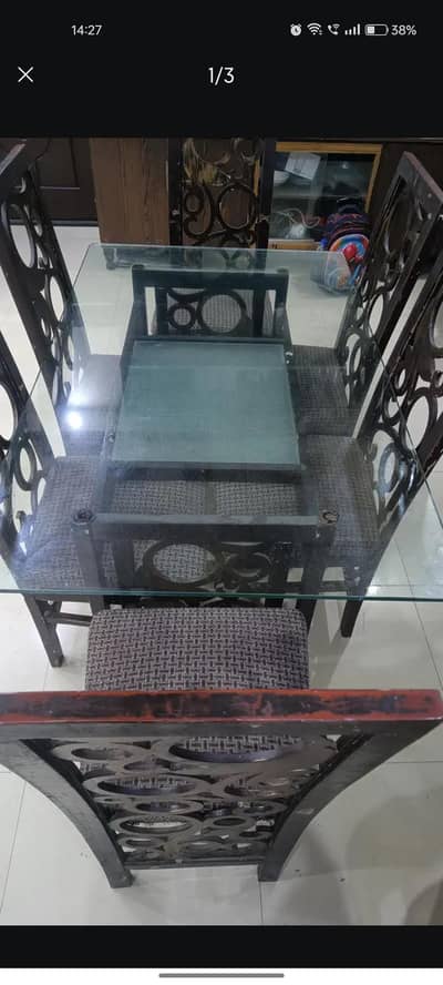 Glass Top 6-seater Wooden Dining Table