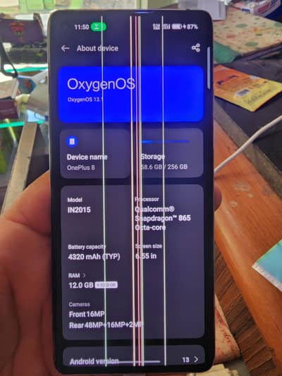 oneplus 8 10/10 12+12 256  5 lines ha all ok ha
