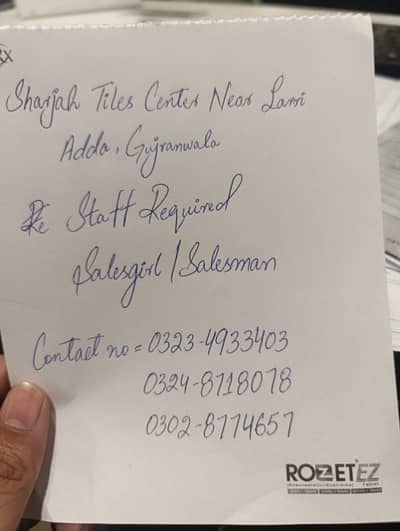 SALE GIRLS / SALE MAN AND ASSISTANT SALE MAN