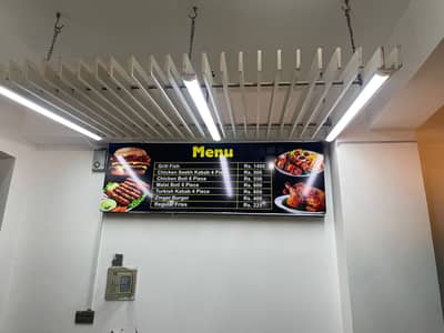 sofa,table counter,counter lights ,decoration light and fryer