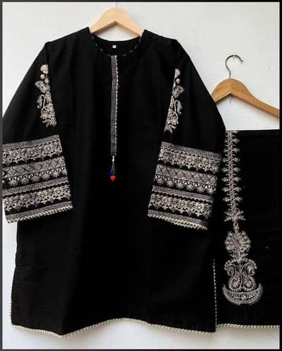 stylish black kurti with embroidery