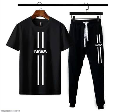 Men's NASA Printed Cotton Track Suit Black Medium To XL