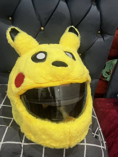 Cute bike helmet with pikachu cover soft fluffy