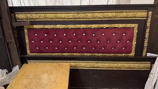 Double bed Pure wood with one side table