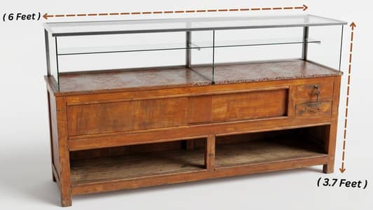 Wooden Shop Counter 6ft By 3.7ft - Glass Display - Mint Condition