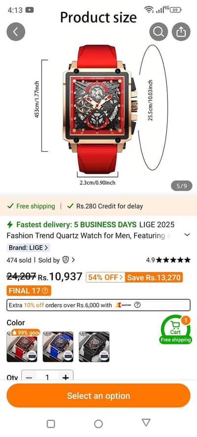 LIGE 2025 Quarts Watch For Sale . .
