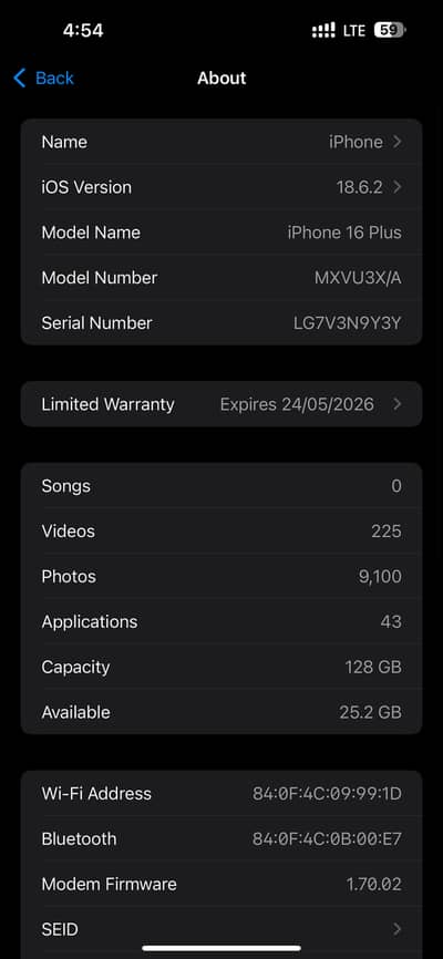 iPhone 16 plus 128 Gb ( one physical and one E sim)
