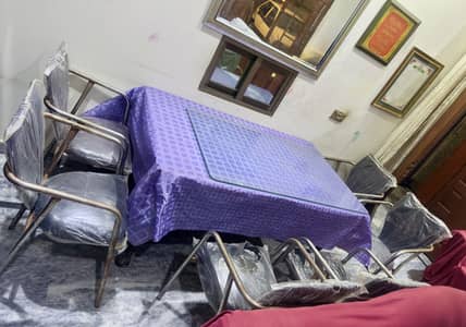 New Solid Steel 7 Chairs & Pure Solid Wooden Table