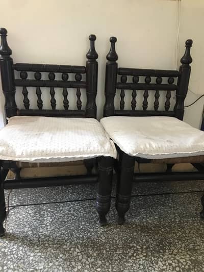 Hard wood chairs pair