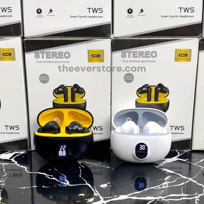 Black & White TWS Earbuds | Bluetooth 5.3 | Fast Charging | True Wire