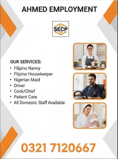 Maids / House Maids / cook / House chef / Baby Sitter maid available