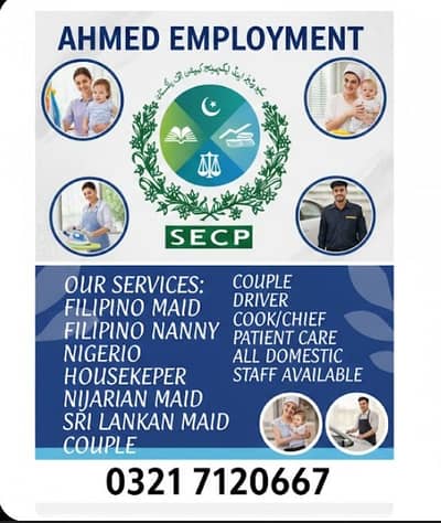 Maids / House Maids / cook / House chef / Baby Sitter maid available