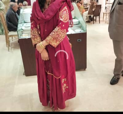 Elegant Maroon Embroidered Anarkali Frock