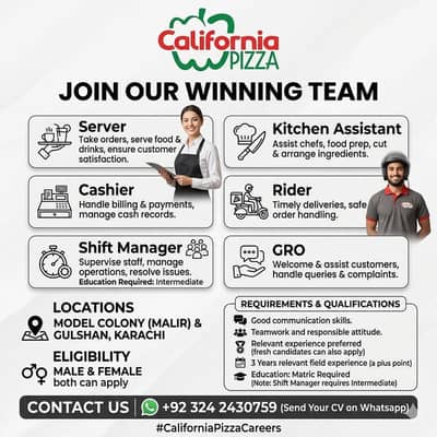 Kitchen Assistant / Server / Cashier / Rider / GRO Shift Manager Jobs
