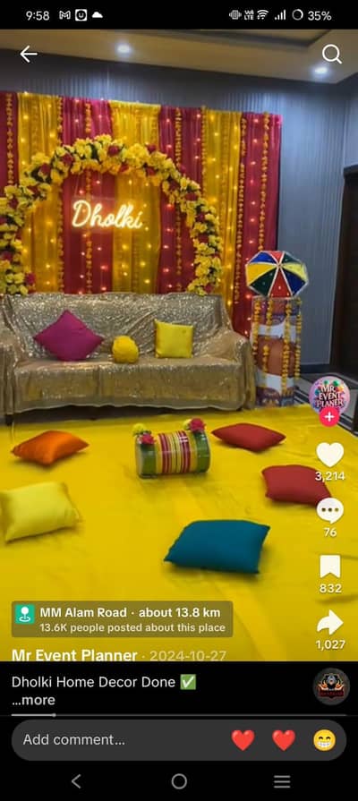 All function valema, wedding, mendhi  decorations connact us.