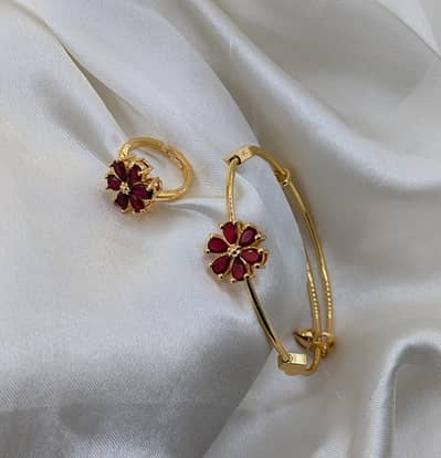 Gold Plated Adjustable Bracelet Style Bangle and Ring JEWELLERY