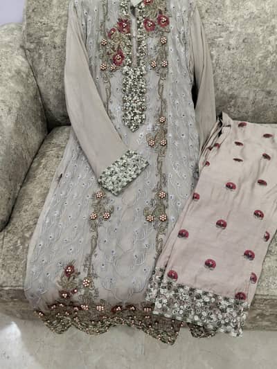 2pc shafoon embroidery dress