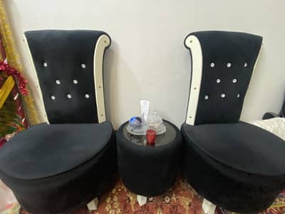 Coffee chair with long back style two single sofas with table urgently