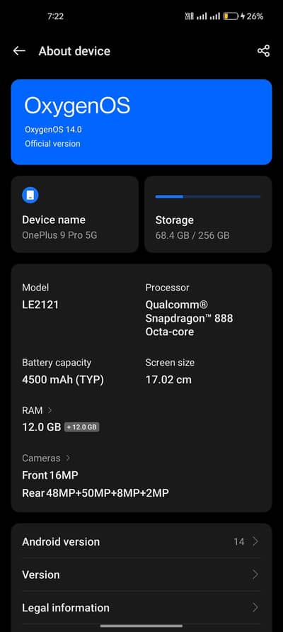 OnePlus 9 pro 12/256