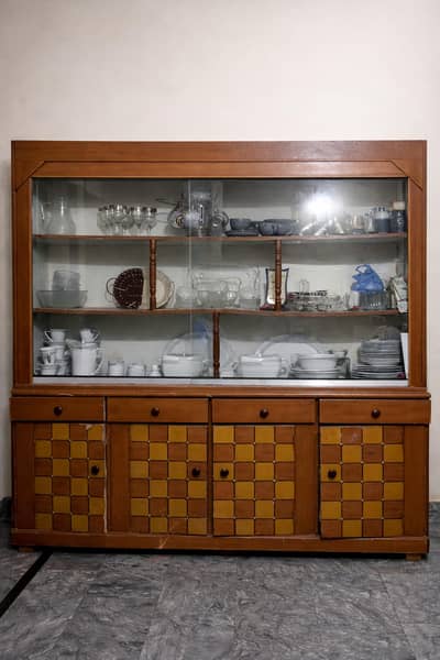 Crockery Showcase Cabinet – Wooden & Glass Urgent sale