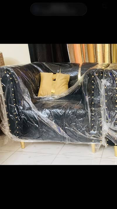 Sofa Set | Black velvet | 5 Seater