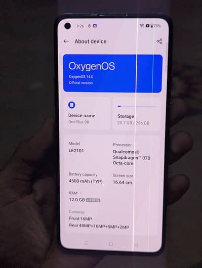 OnePlus 9R 12/256 Dual Sim PTA approved