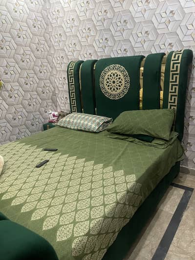 Luxury King Size Bed for Sale – Elegant Green Velvet Design