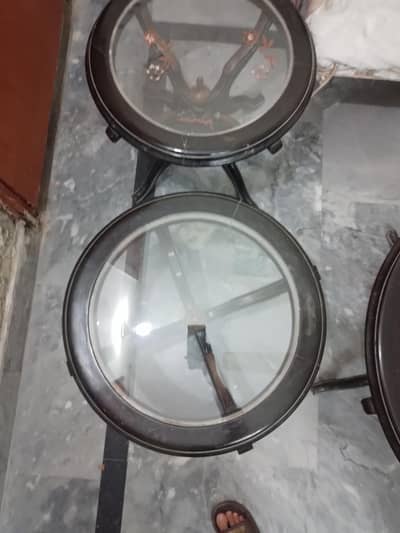 center and side tables wooden  and glass