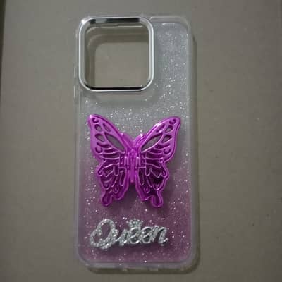 New Infinix Smart 9 Case – Transparent Butterfly Glitter Design
