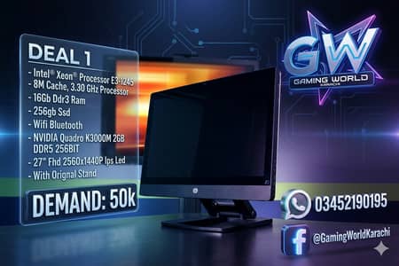 27INCH HP Z1 Workstation All In One Pc 2k led E3-1245 K3000M 2GB Deal