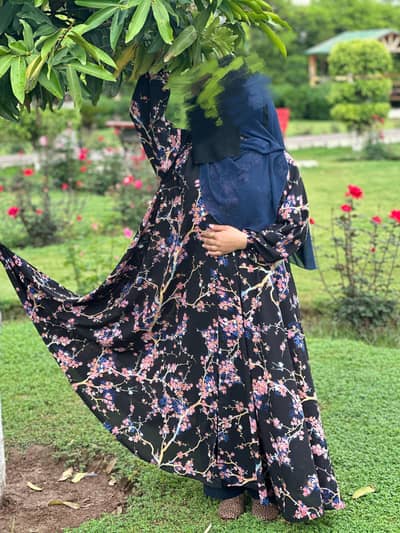 front open umbrella abaya