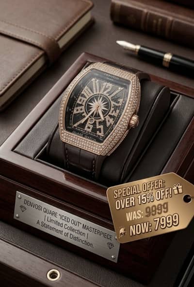 Luxury Denvosi "Iced Out" Quare Edition - 20% OFF Flash Sale!