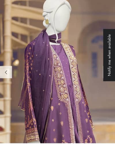 Junaid jamshed BURGUNDY RAW SILK 3PC STITCHED