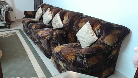 five seater sofa set - brown - Gulistan-e-Jauhar