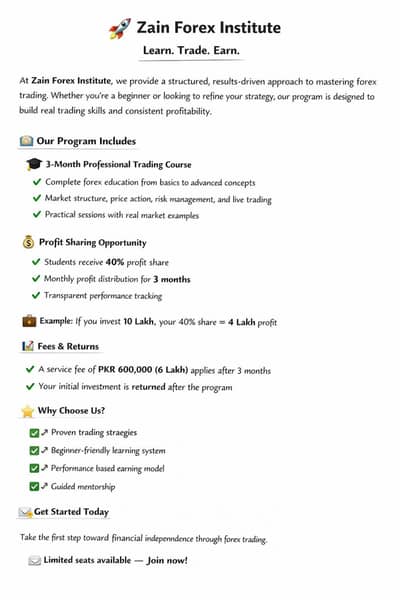 trading course includes 3 month of learning + earning from day one