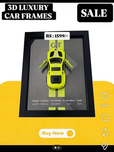 3D LUXURY CAR FRAMES (SALE) (A4 SIZE)