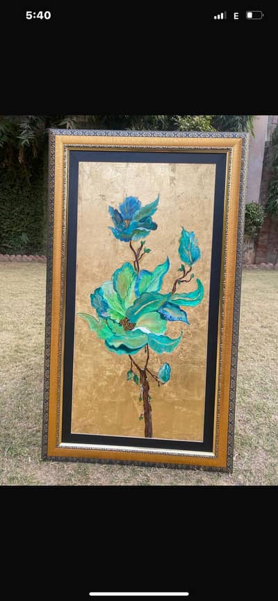 Handmade Floral Canvas Painting with Frame – Wall Art