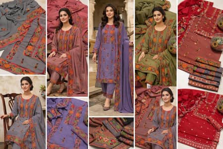 Embroidered Lawn 3PC Suit Elegant Sequins