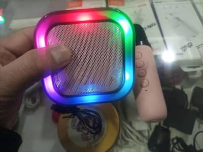 PREMIUM WireLess LED Speaker with Mic & Colorful Lights Pink pPremium