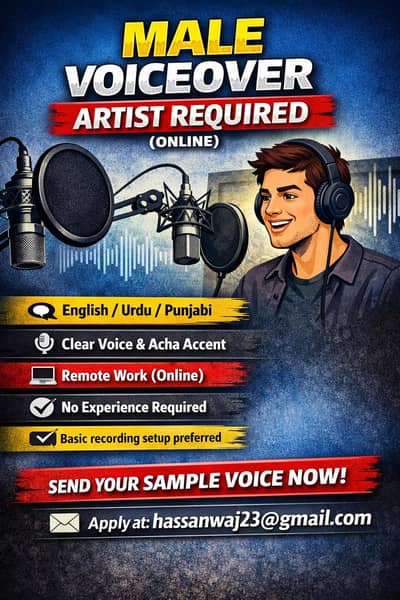 Male Voiceover Artist Required (Online)