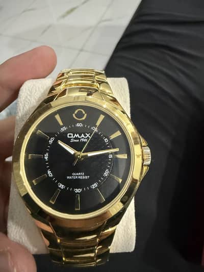 Omax gold stainless steel watch and Q&Q leather watch