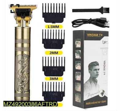 Vintage T9 Electric Men's Hair Trimmer with 4 Guards and Fast Charge