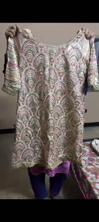sequince off white shalwar kameez