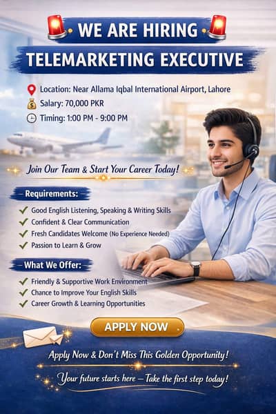 Telemarketing agent required Good English communication skills