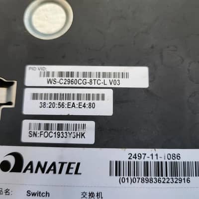Model:-Cisco WS-C2960CG-8TC-L V03
