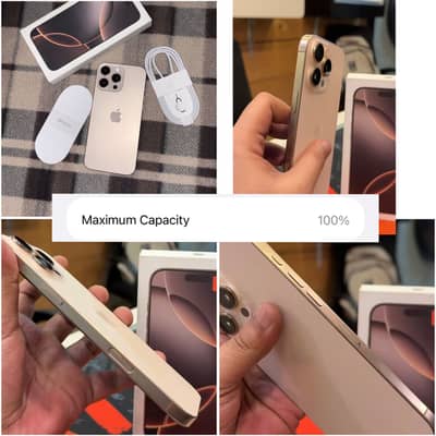 iPhone 16 pro max jv 256 desert 100% health