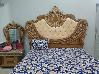 large size bed and side tables and dressing table